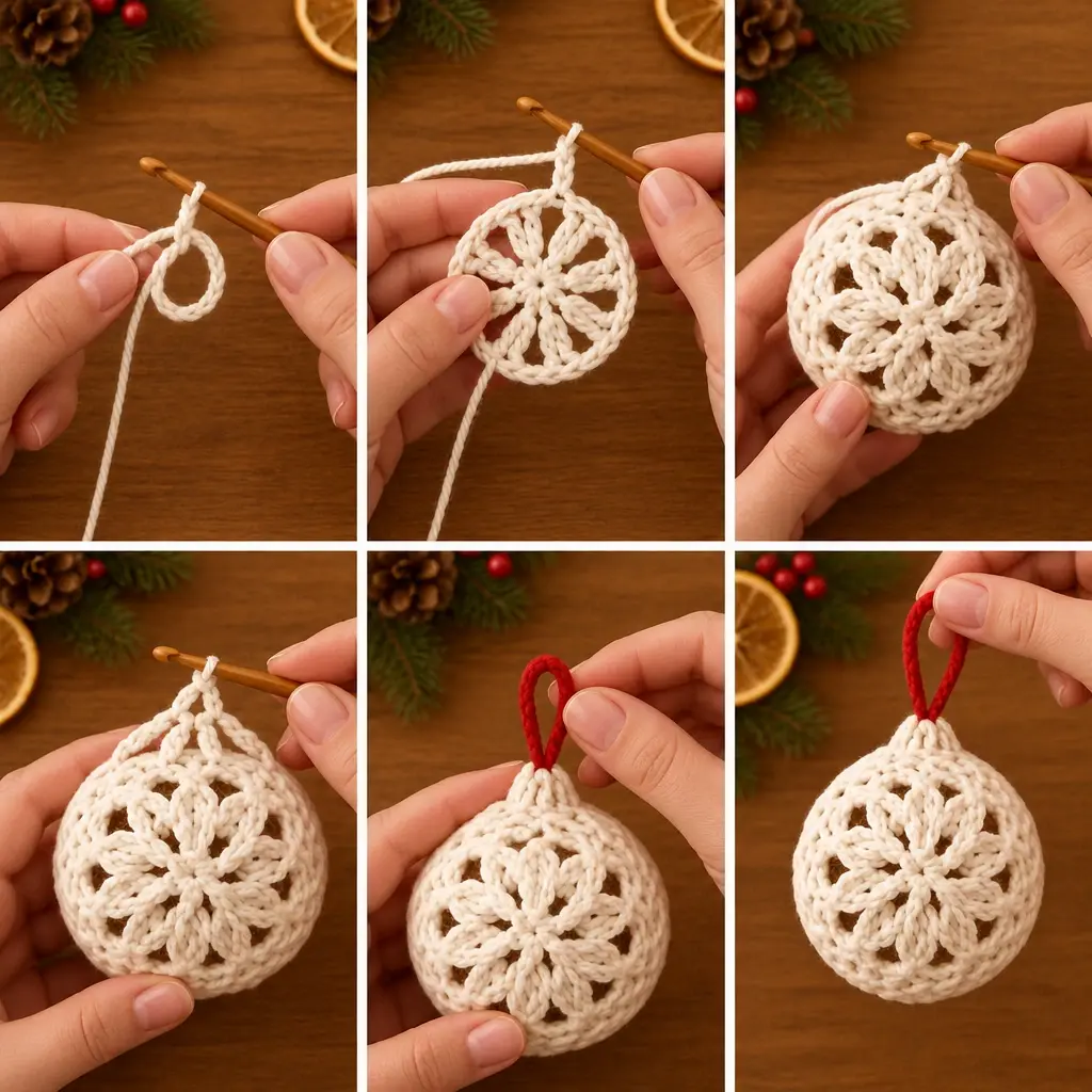 Step-by-step crochet project collage
