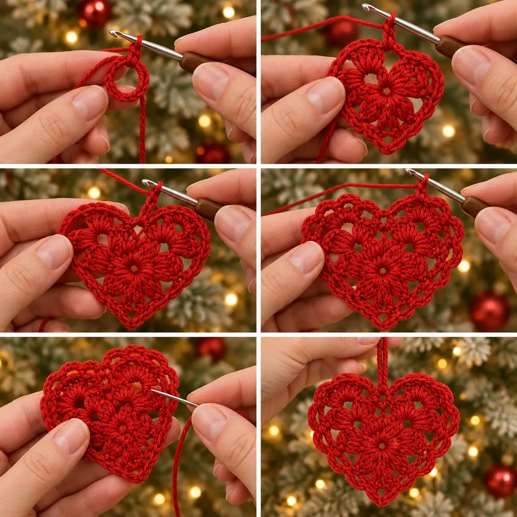 Step-by-step crochet project collage