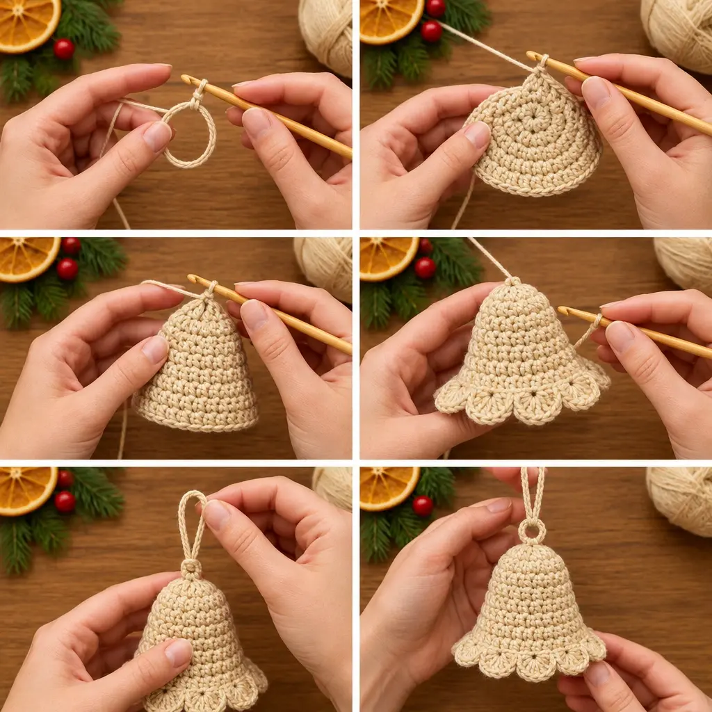 Step-by-step crochet project collage
