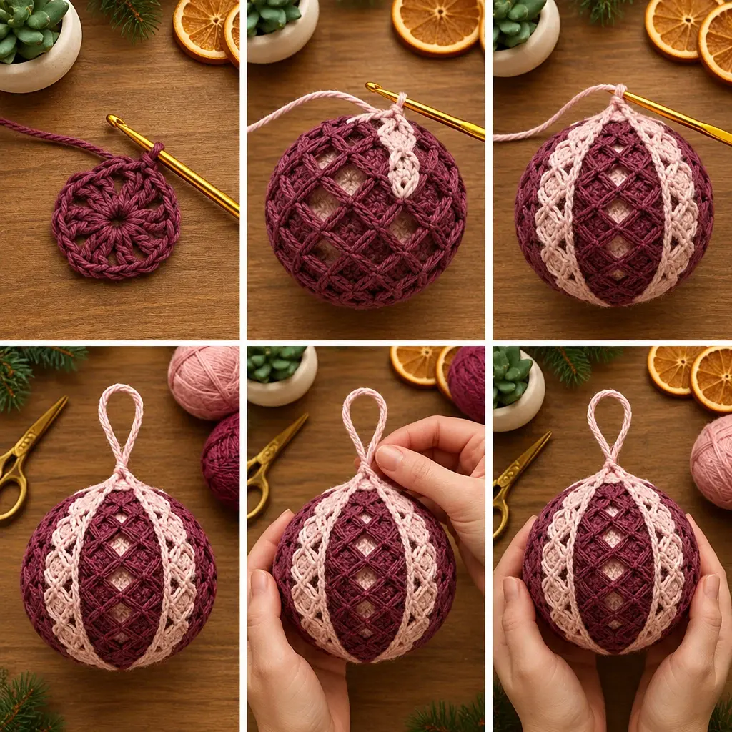 Step-by-step crochet project collage
