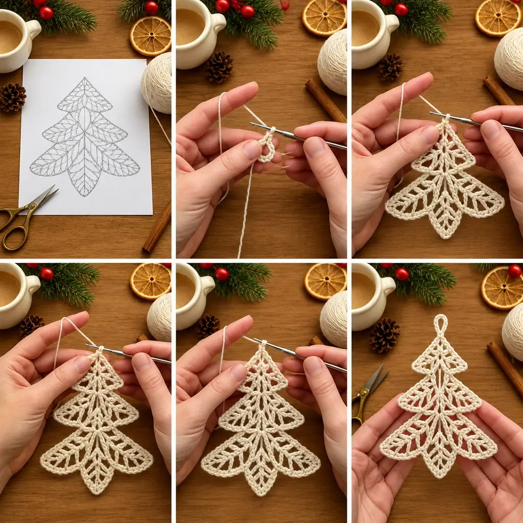 Step-by-step crochet project collage