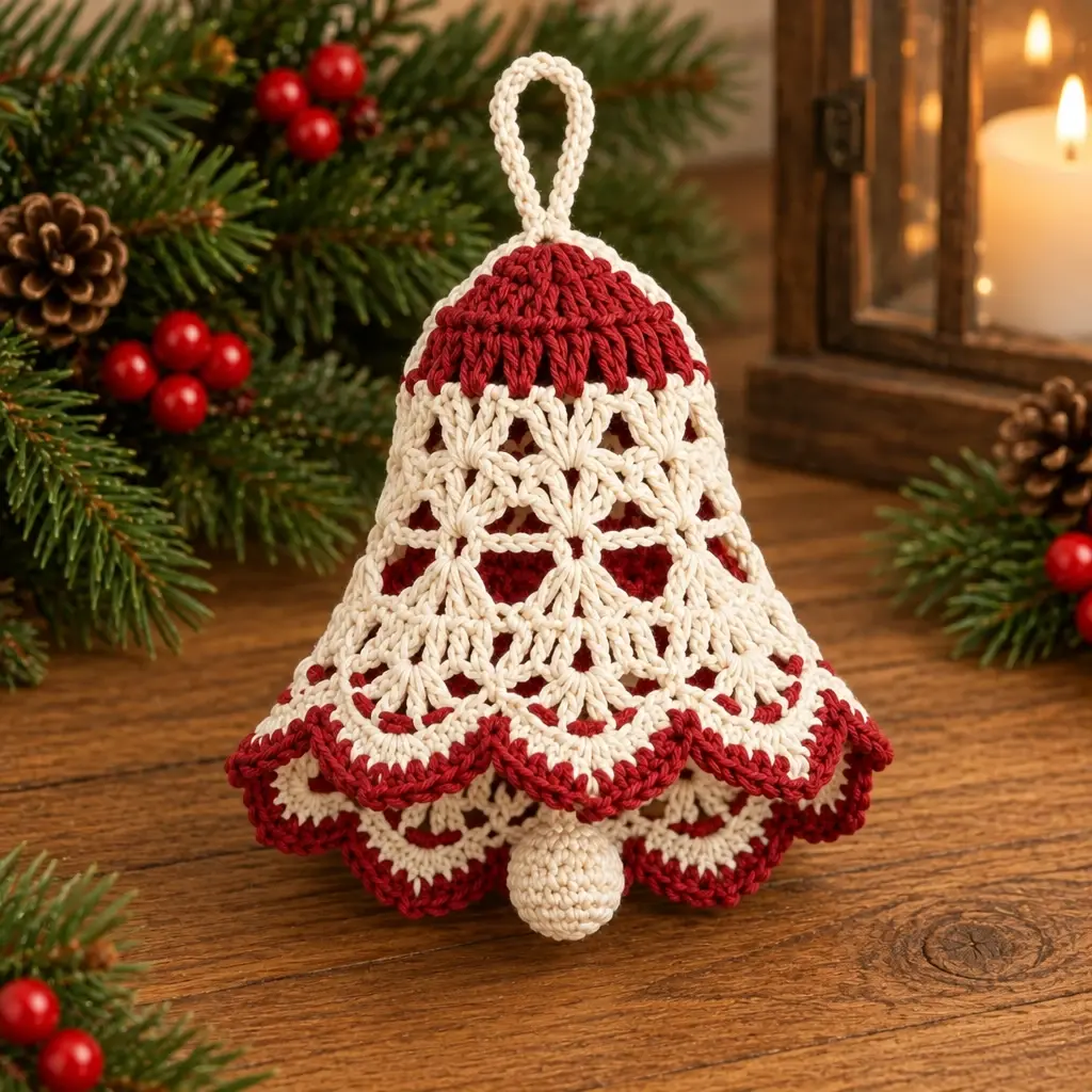 Vintage Lace Crochet Christmas Bell Ornament for Cozy Decor article image 4