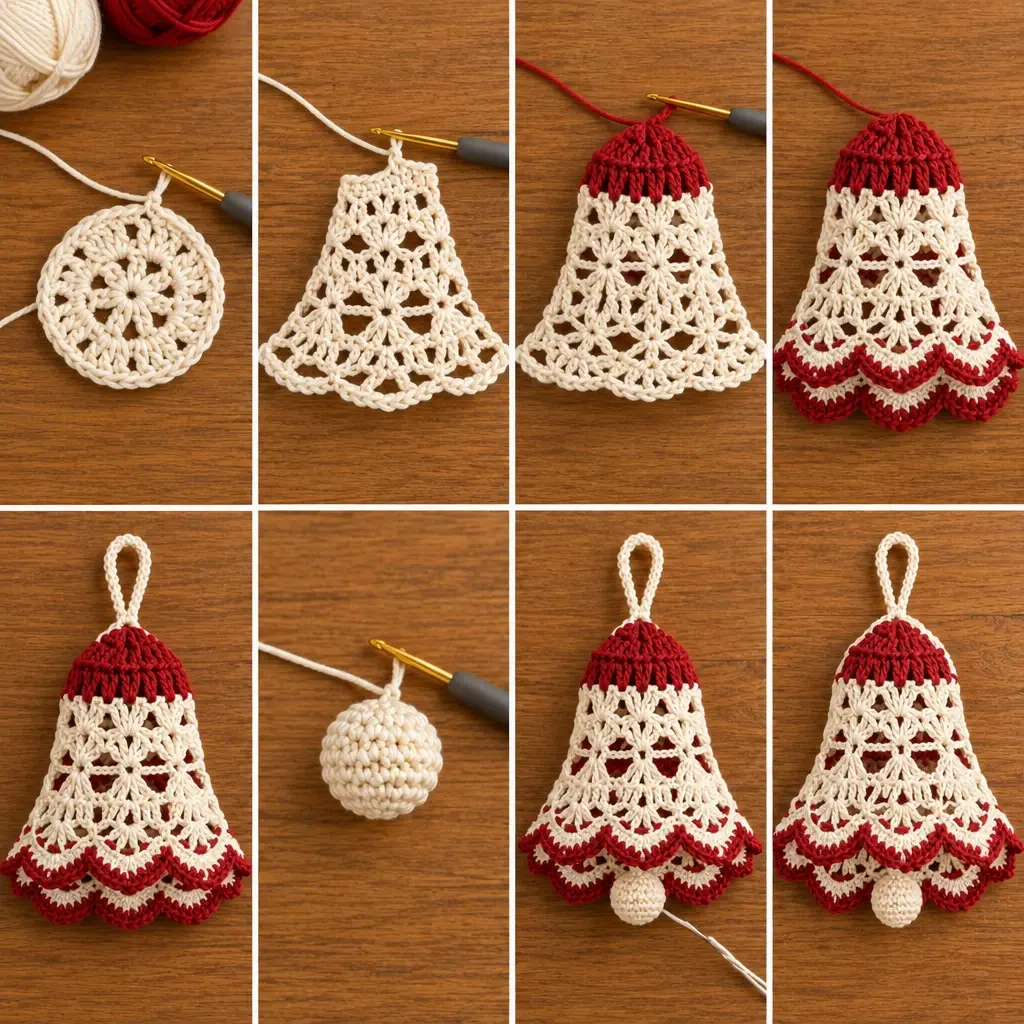 Vintage Lace Crochet Christmas Bell Ornament for Cozy Decor article image 3