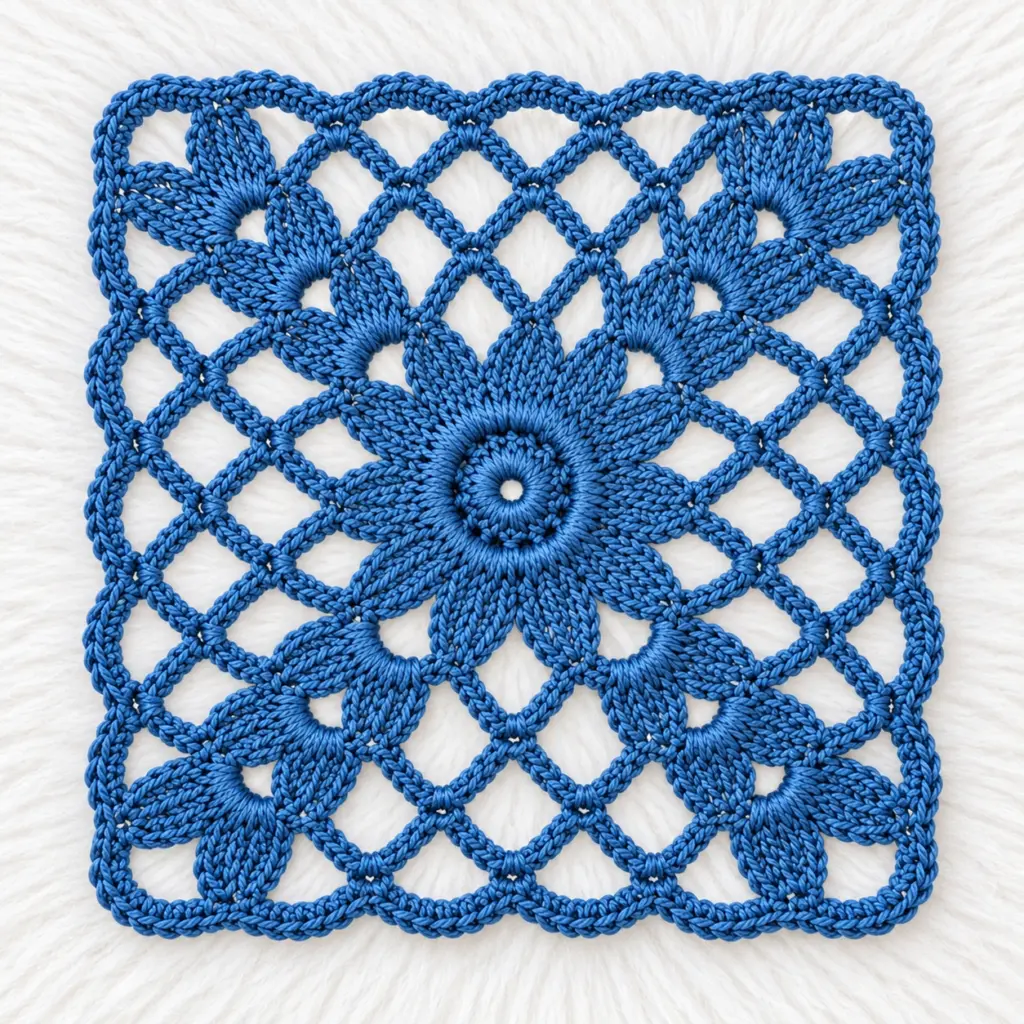 Blue Floral Lace Block with a Defined Square Edge featured image