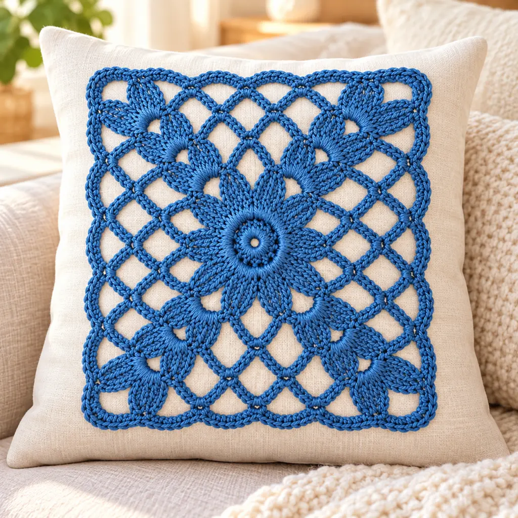 Delicate Blue Floral Lace Crochet Granny Square Delight article image 4