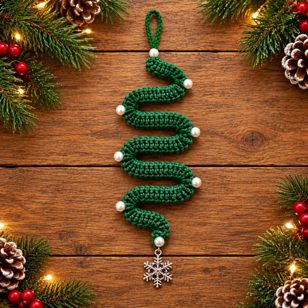 Crochet Corkscrew Christmas Ornament Tutorial featured image