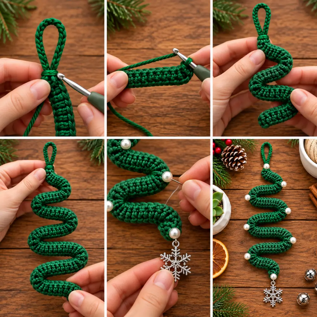 Charming Crochet Corkscrew Christmas Ornament Tutorial article image 3