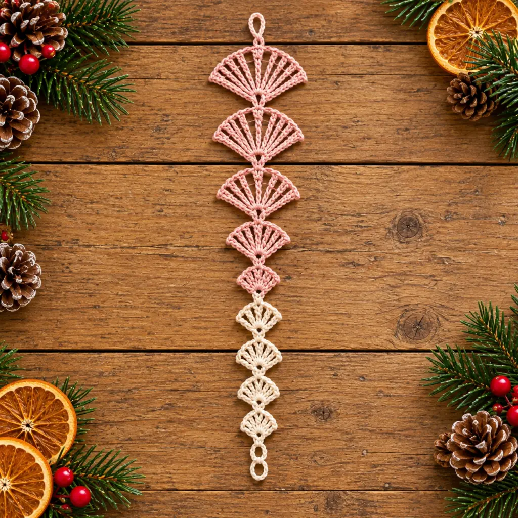 Cozy Tapered Crochet Fan Hanging Ornament Tutorial featured image