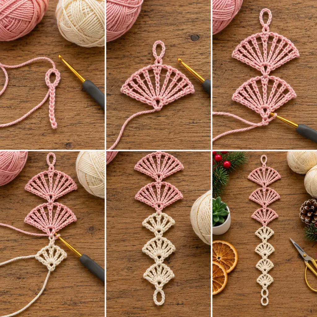 Cozy Tapered Crochet Fan Hanging Ornament Tutorial article image 3