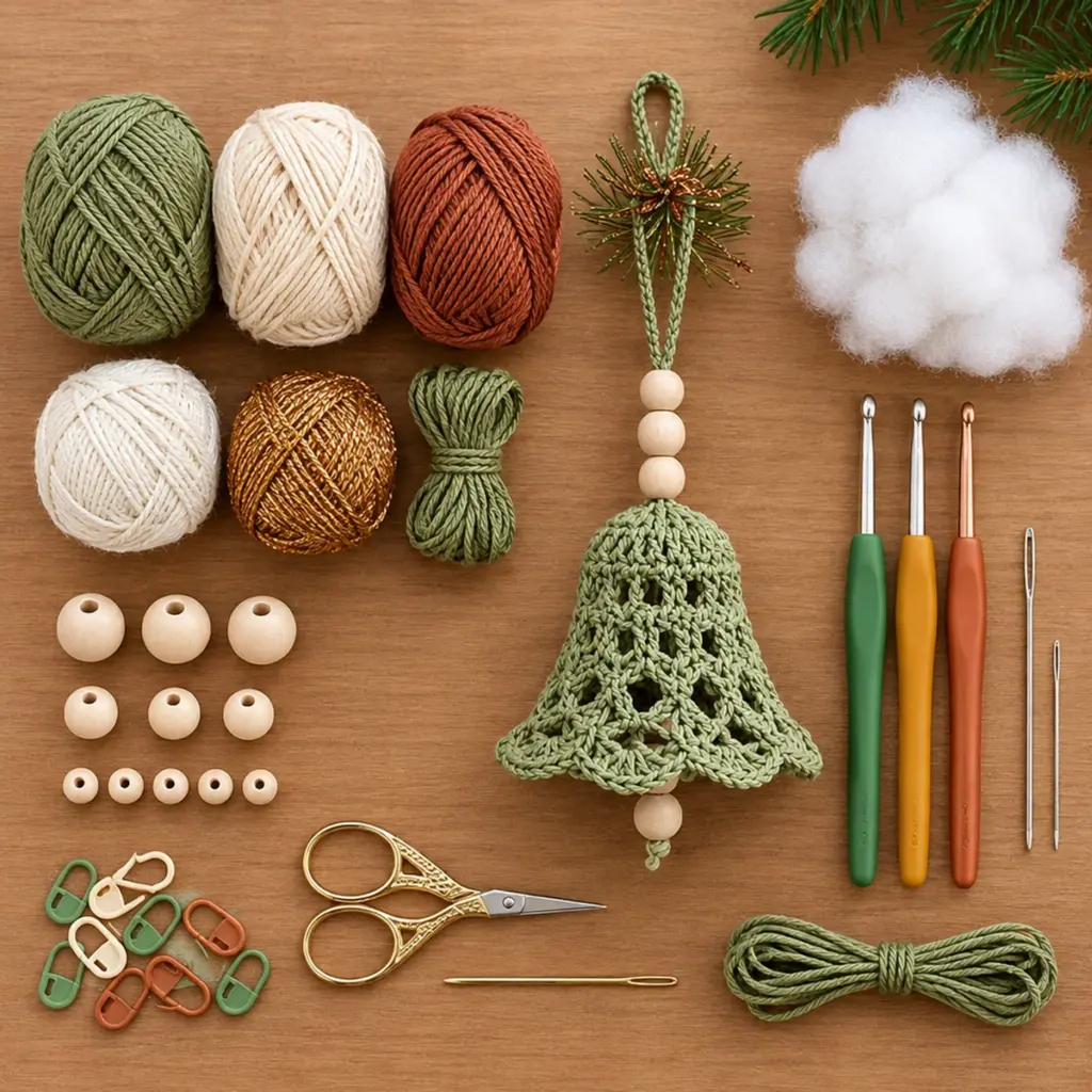 Sage Green Lace Crochet Christmas Bells: A Cozy DIY Delight article image 2