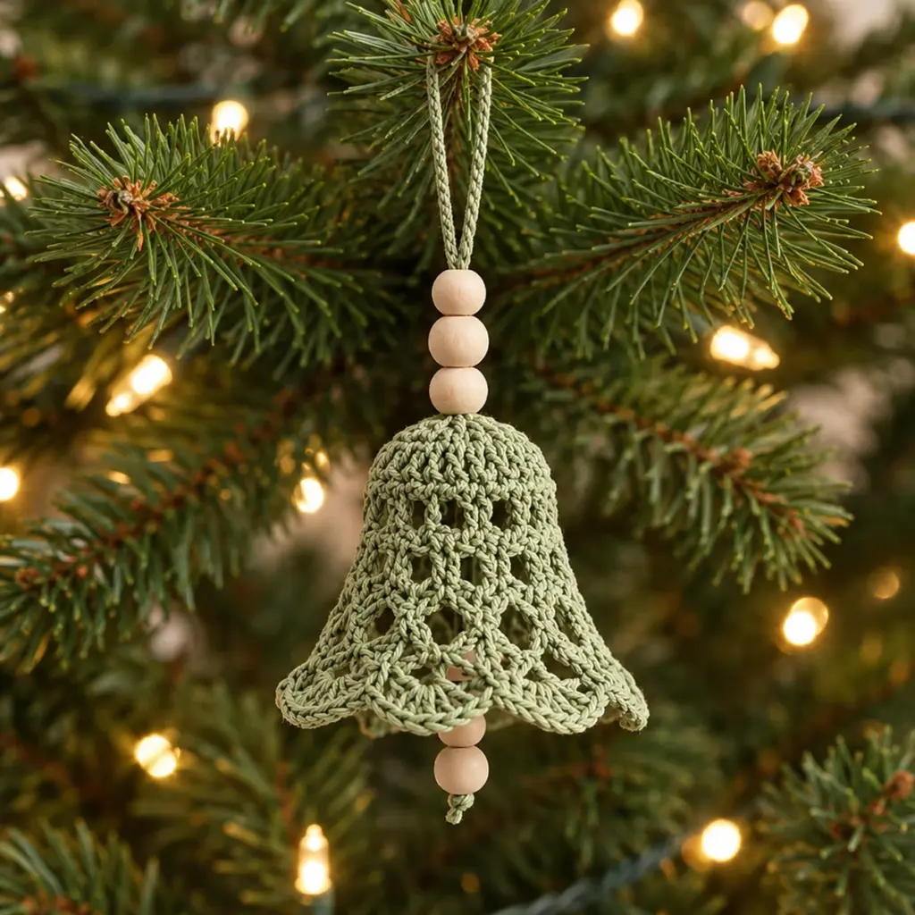 Sage Green Lace Crochet Christmas Bells: A Cozy DIY Delight article image 4