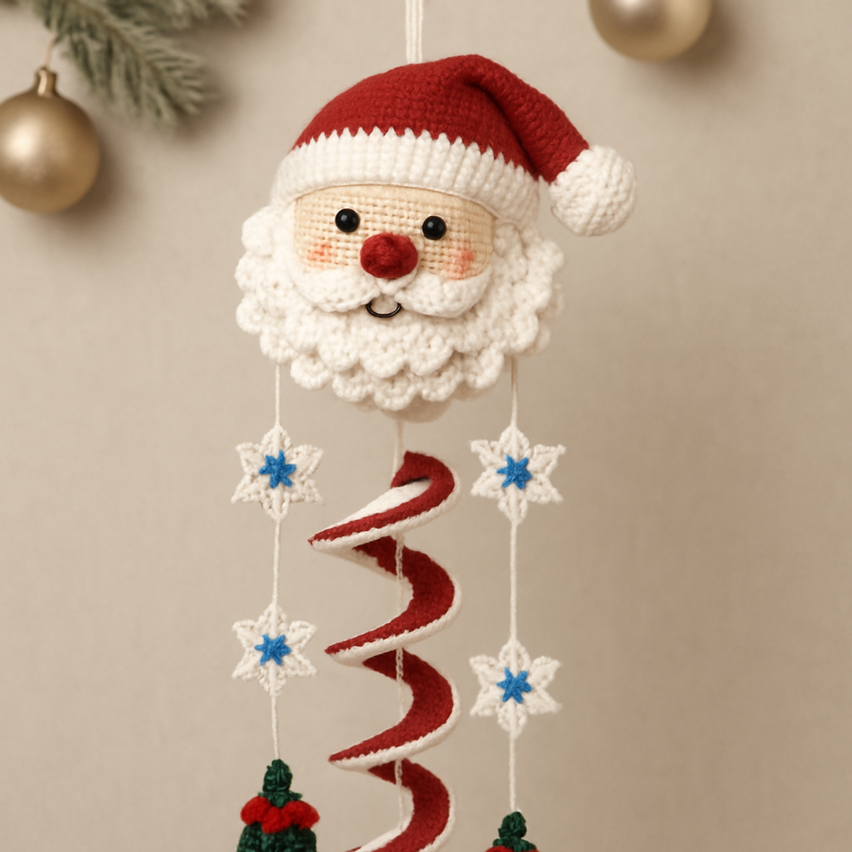 Cozy Santa Spiral Christmas Wall Hanging: Easy DIY Decor