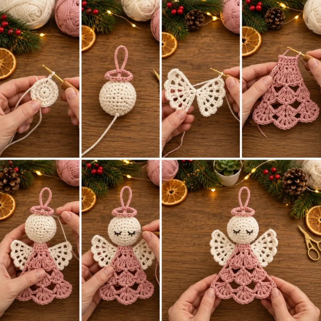 Cozy Sleeping Crochet Angel Christmas Ornament Tutorial article image 3