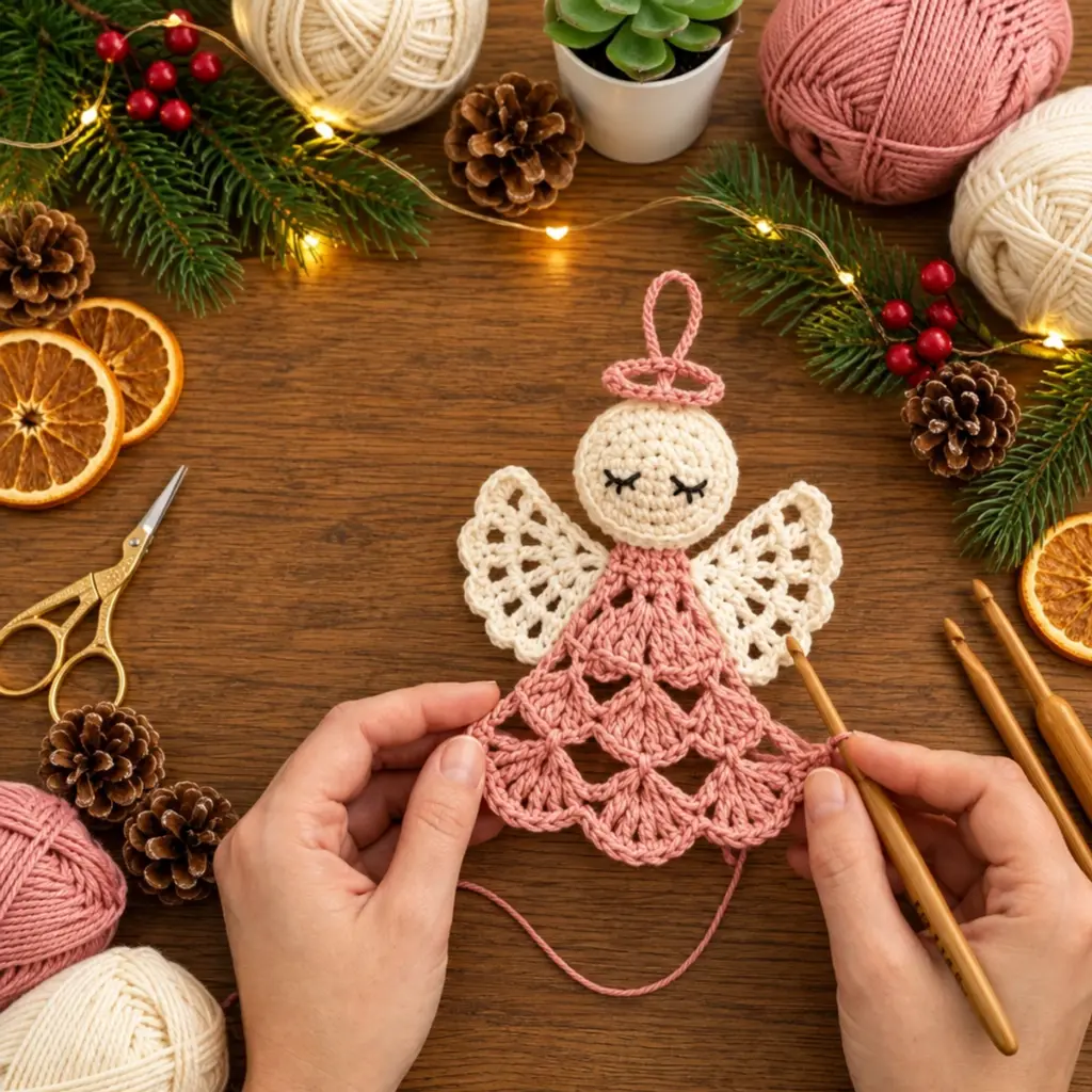 Cozy Sleeping Crochet Angel Christmas Ornament Tutorial article image 4