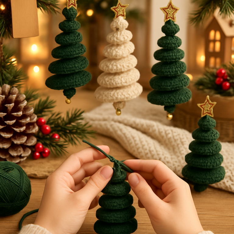 Cozy Spiral Christmas Tree Crochet Ornament for Your Decor