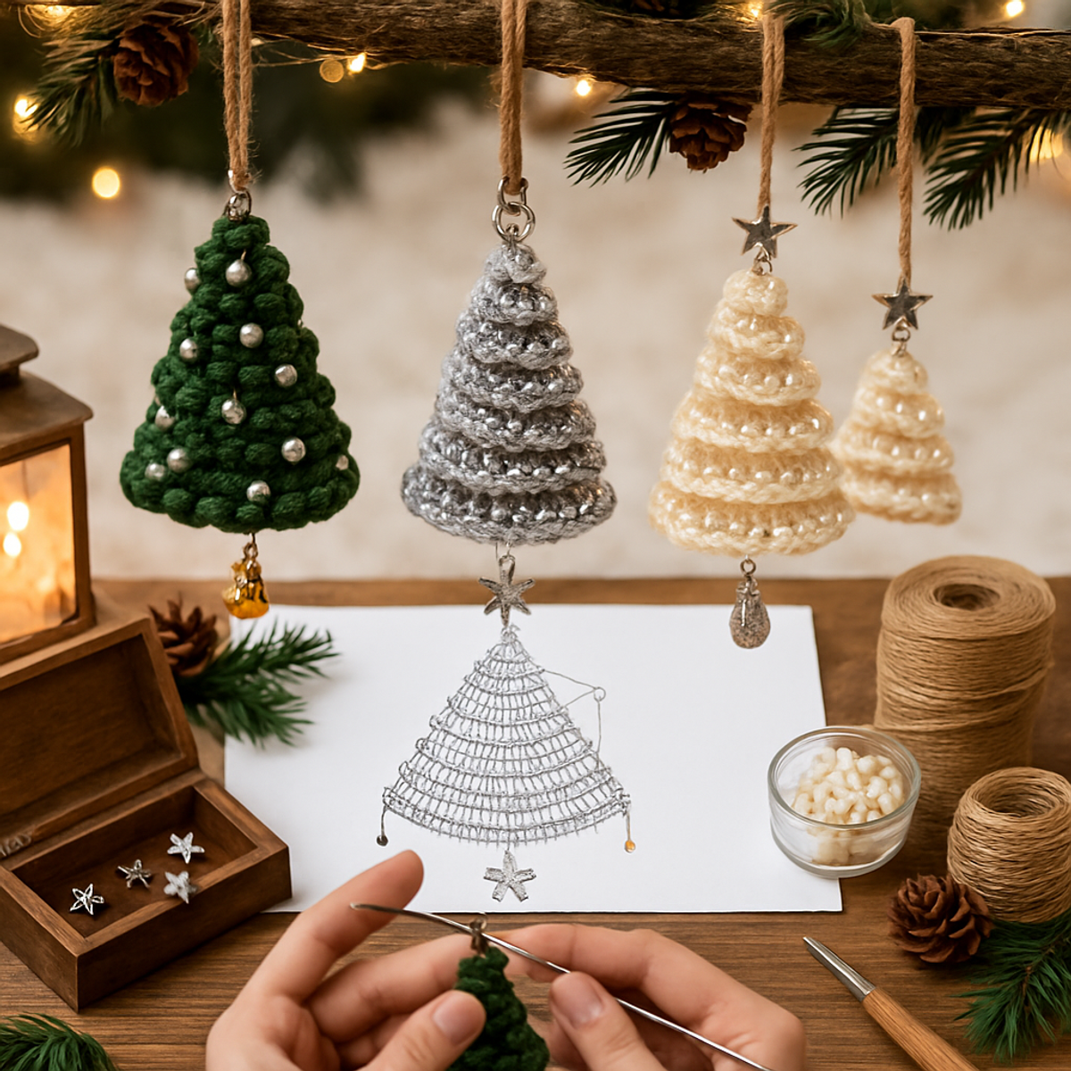 Spiral Crochet Christmas Tree Ornaments: Cozy Holiday Magic