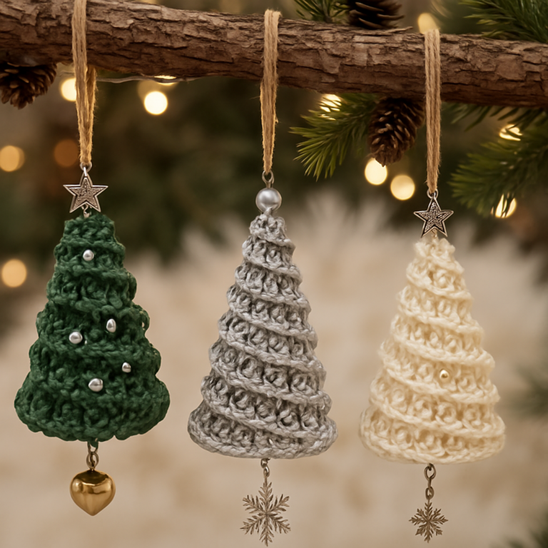 Charming Spiral Crochet Christmas Tree Ornaments Tutorial