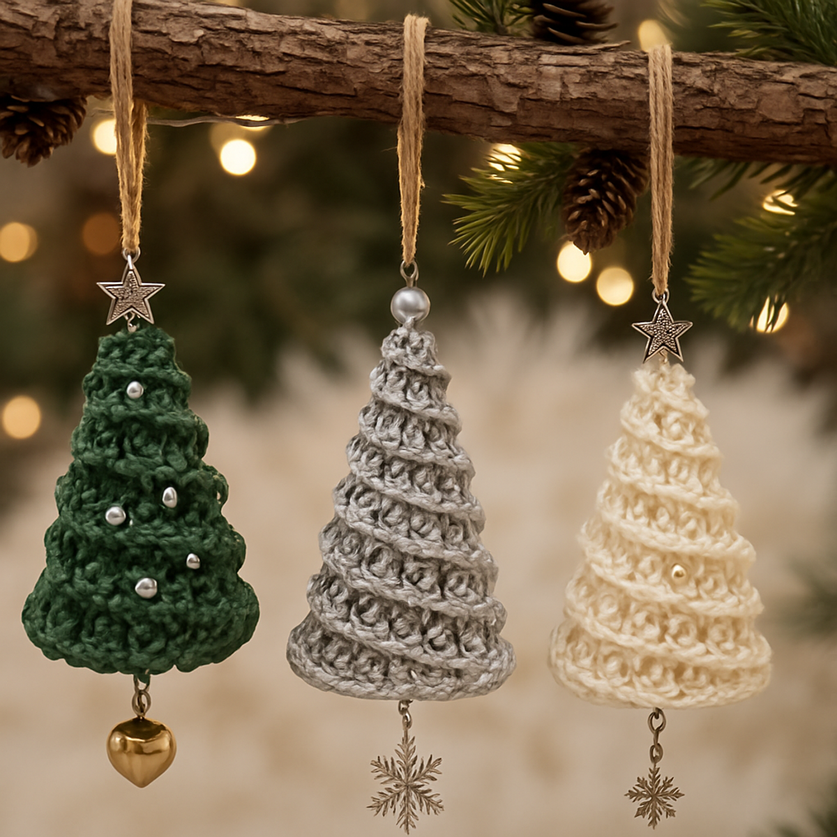 Charming Spiral Crochet Christmas Tree Ornaments Tutorial