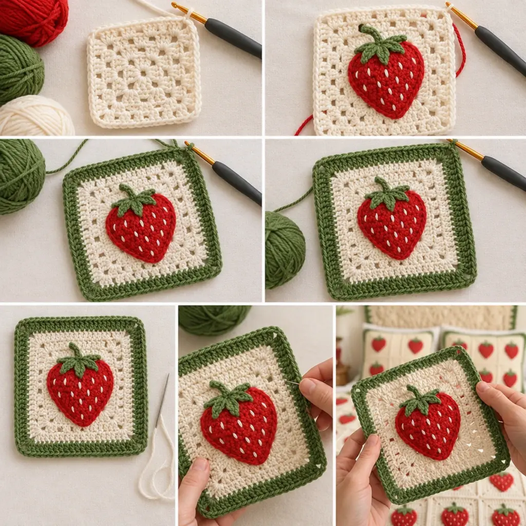 Cozy Strawberry Cottage Garden Granny Square — FREE PATTERN article image 3