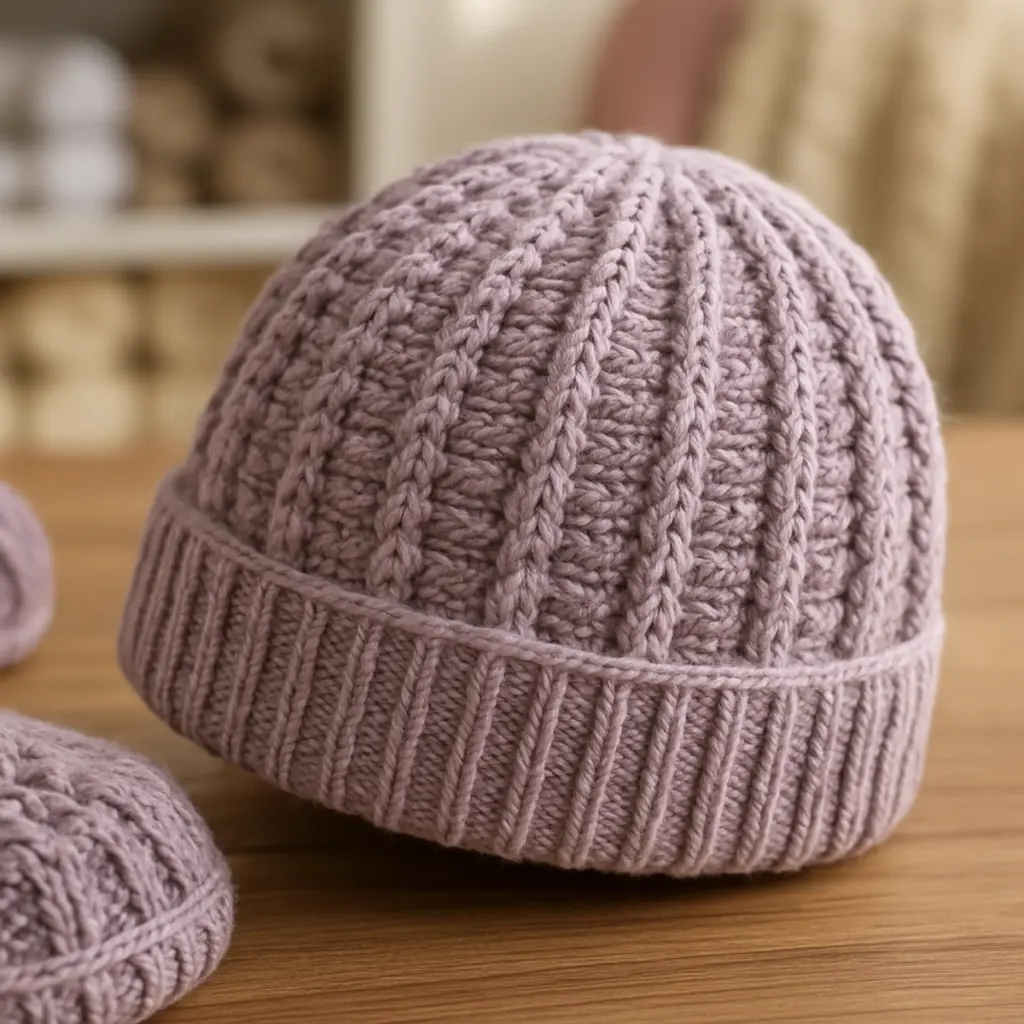 Textured Lavender Crochet Beanie for Beginners