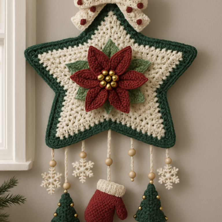 Cozy Crochet Christmas Wall Hanging with Star Design