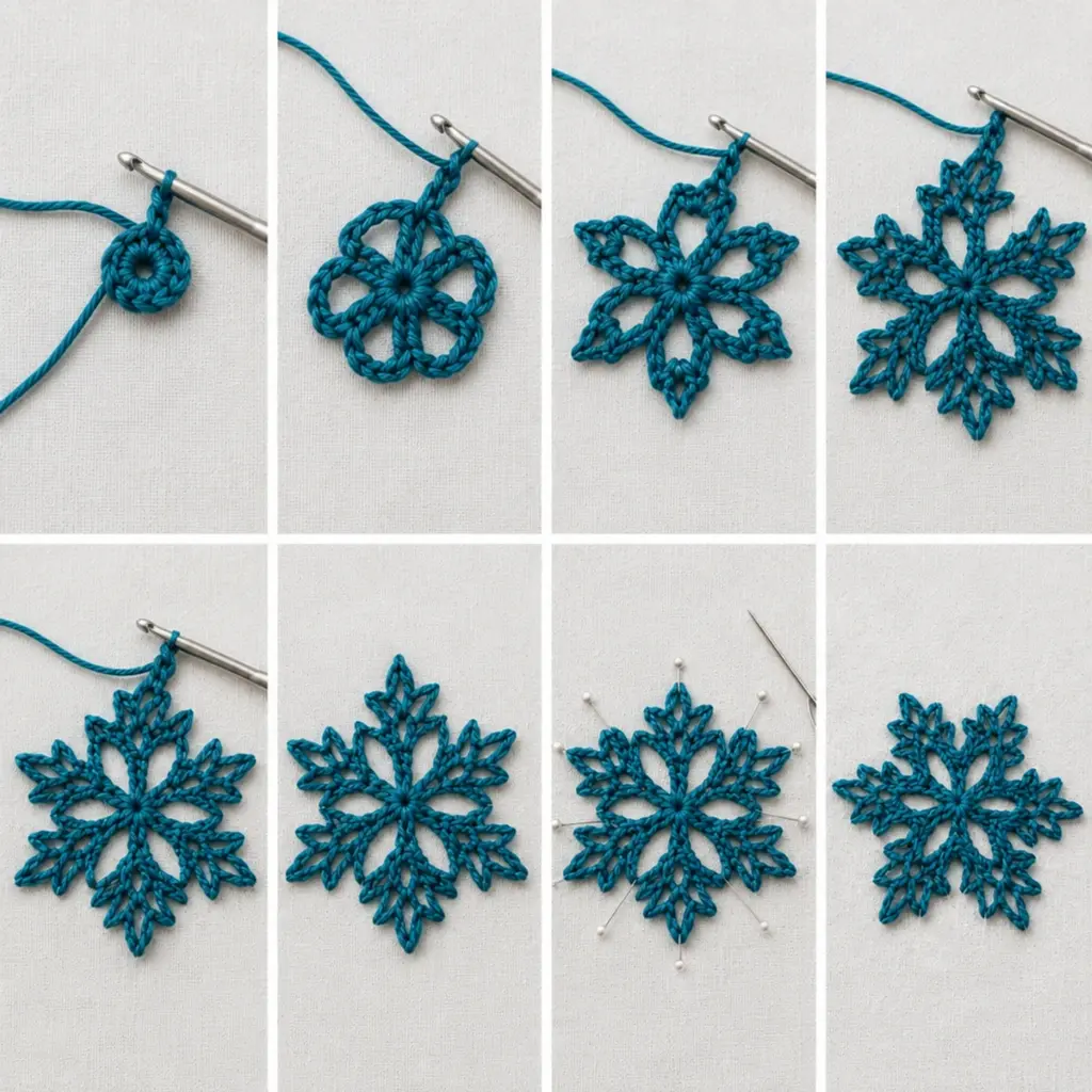 Delightful Turquoise Six-Point Lace Crochet Snowflake article image 3