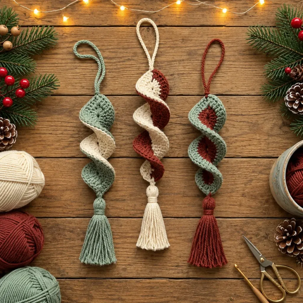 Cozy Two Color Crochet Spiral Christmas Ornaments Tutorial article image 4