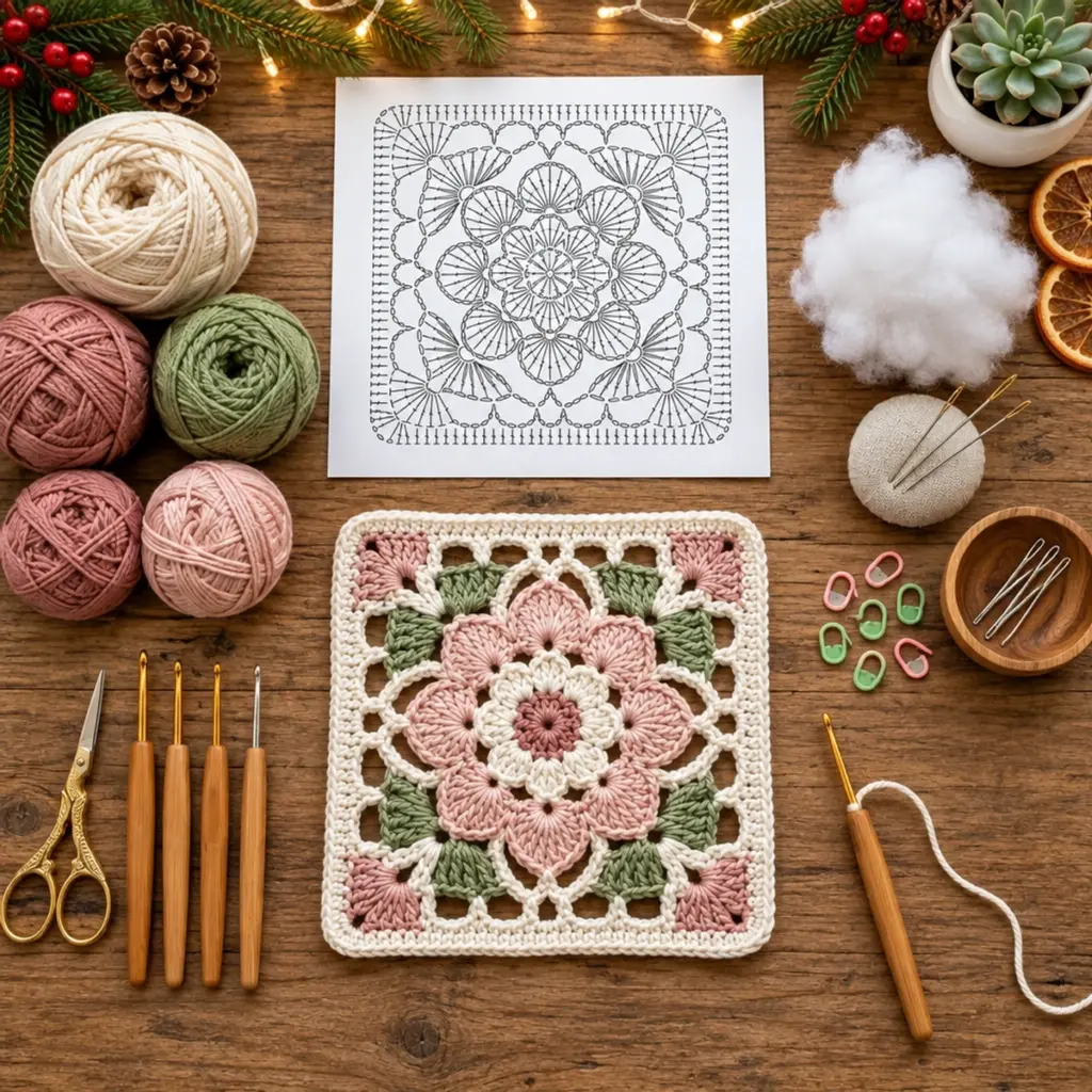 Cozy Vintage Blush Floral Granny Square: A Charming DIY Delight article image 2