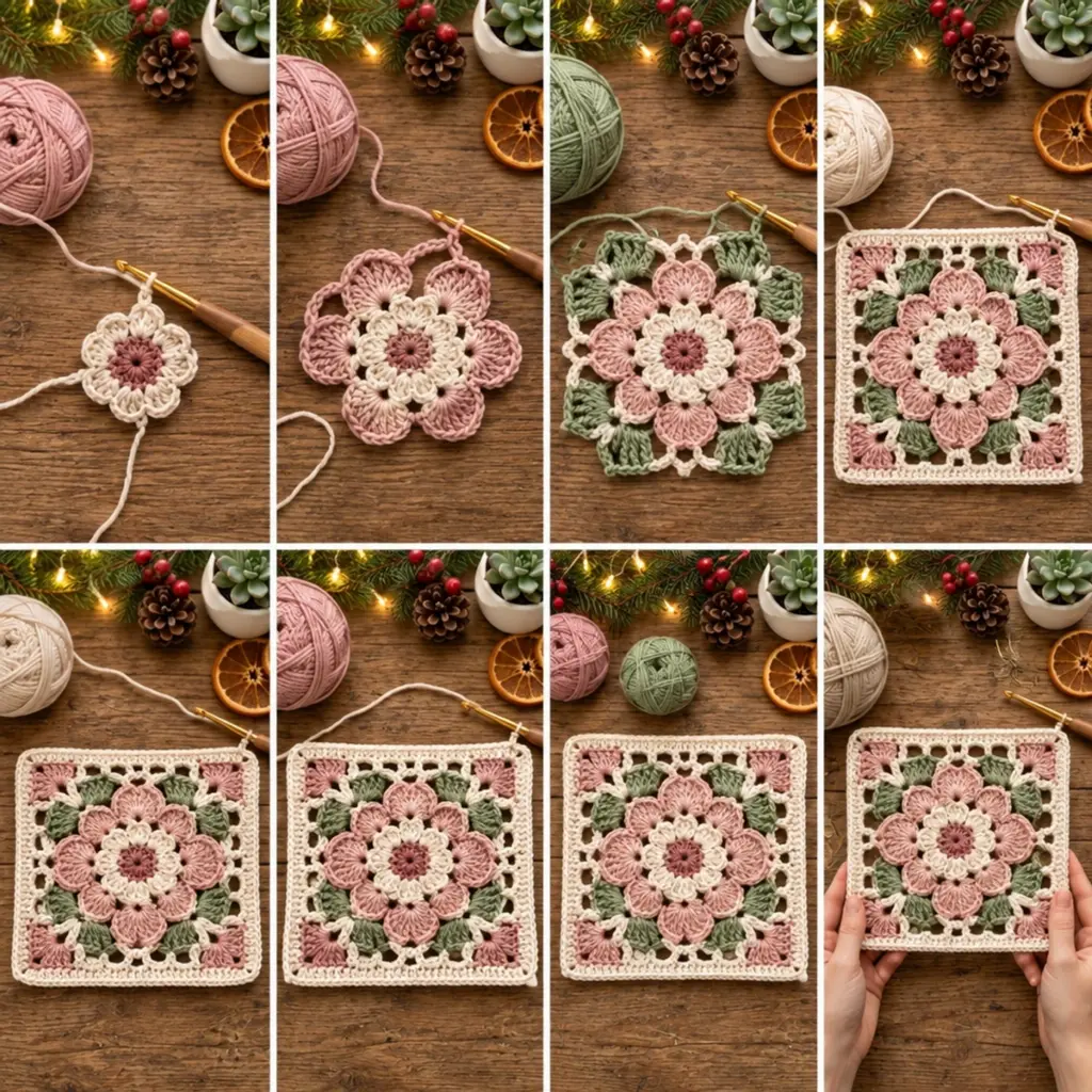 Cozy Vintage Blush Floral Granny Square: A Charming DIY Delight article image 3