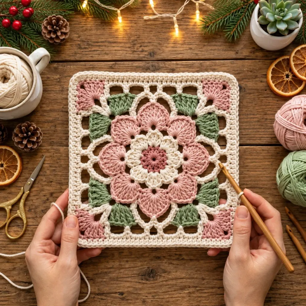 Cozy Vintage Blush Floral Granny Square: A Charming DIY Delight article image 4