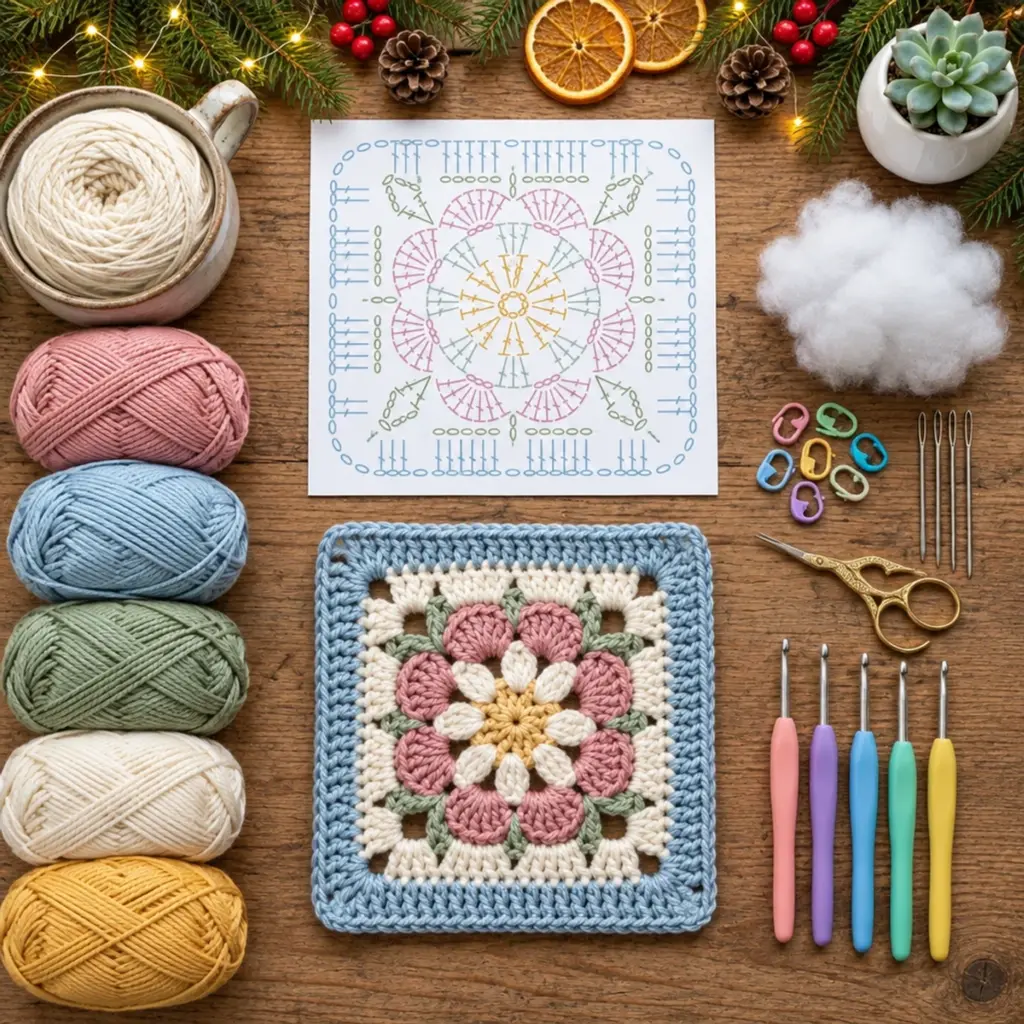 Cozy Vintage Pink Daisy Floral Granny Square Tutorial article image 2