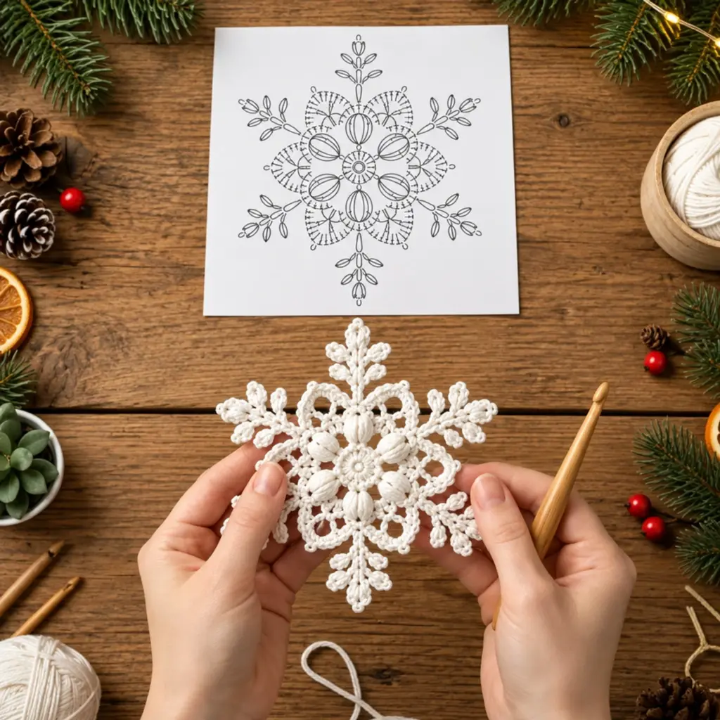 Delicate White Christmas Snowflake Crochet Ornament Pattern article image 4