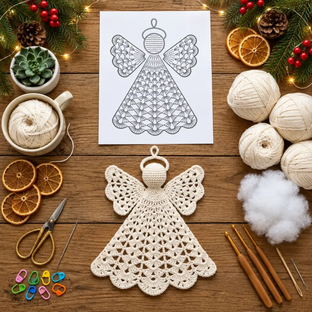 Charming White Crochet Christmas Angel Ornament Pattern article image 2