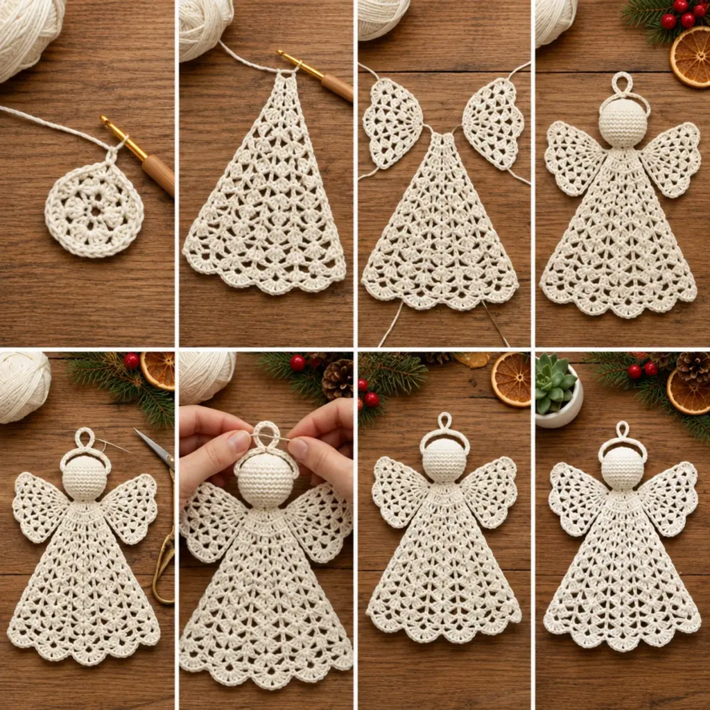 Charming White Crochet Christmas Angel Ornament Pattern article image 3