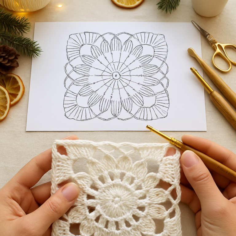 Elegant White Lace Flower Granny Square: A Cozy Crochet Delight