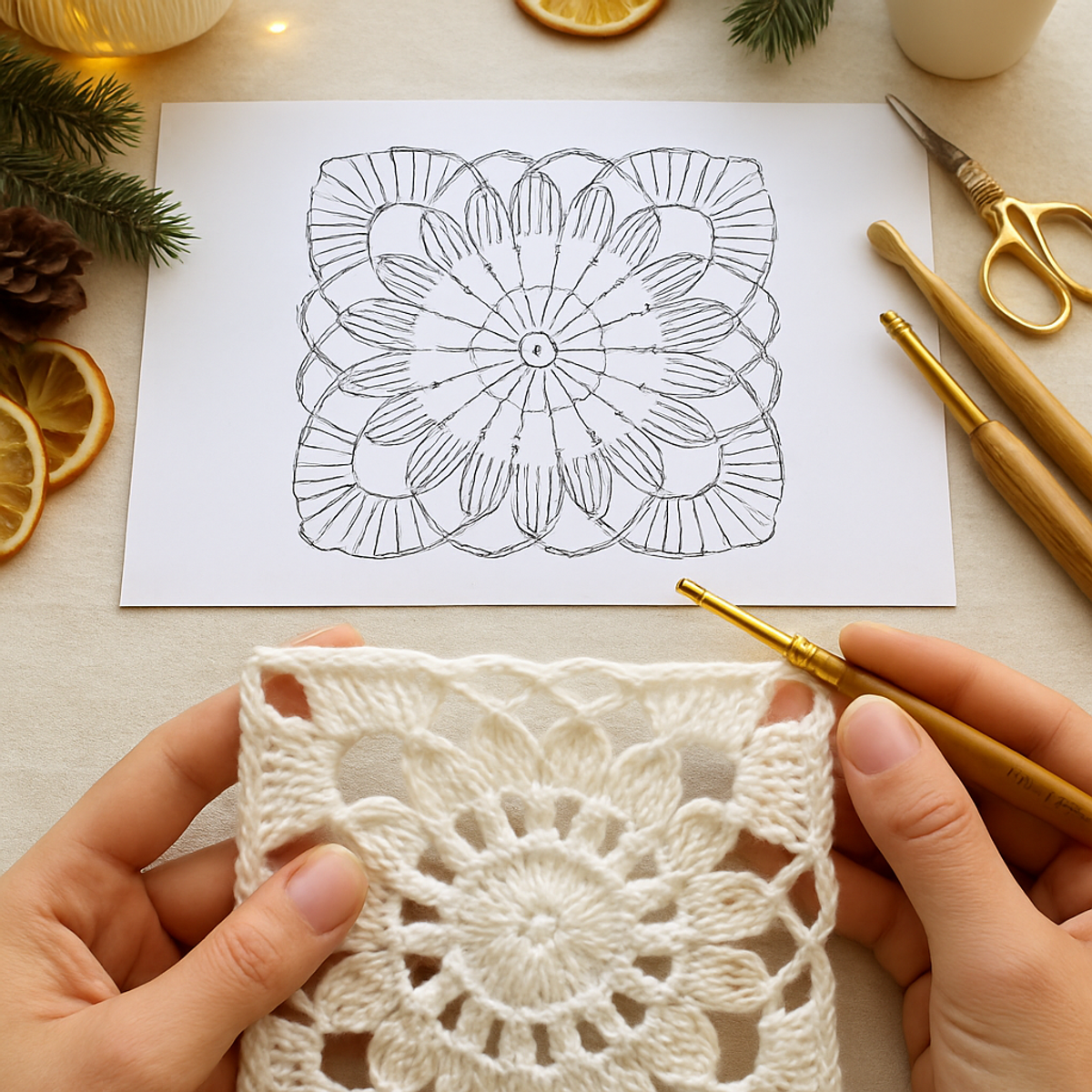Elegant White Lace Flower Granny Square: A Cozy Crochet Delight
