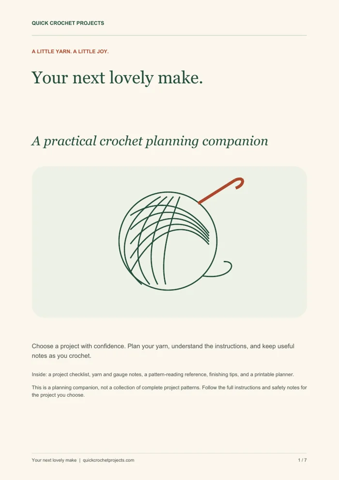 Cover of Your next lovely make, our free crochet planning guide